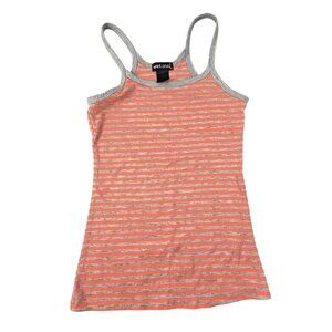 Wet Seal XS Tank Orange & Gray Striped Spaghetti Strap Tank Womens JH1833